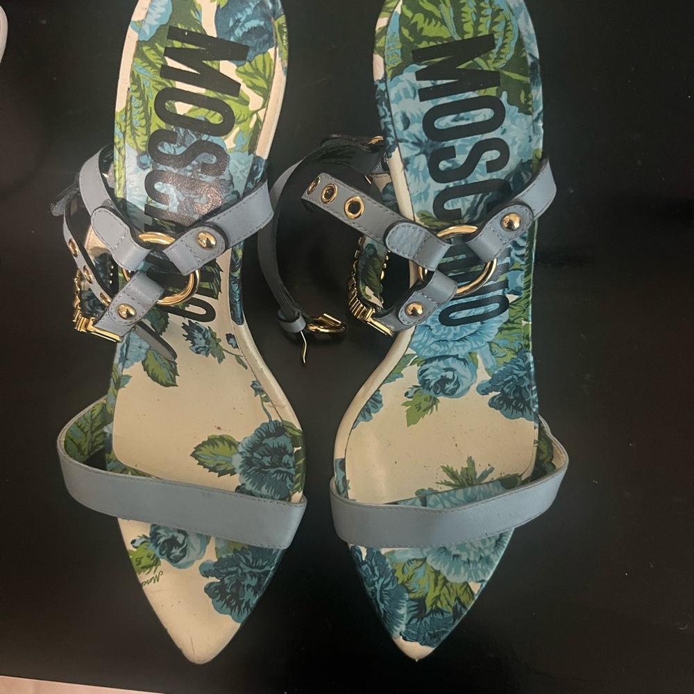 Moschino Blue and Green Floral Sandals